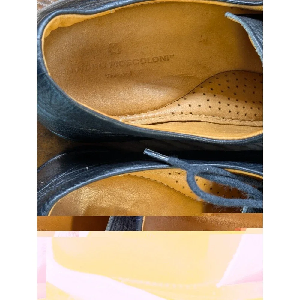 Sandro Moscoloni Vineyard Men Oxford Dress Shoes Black Leather Size 10.5 EUC